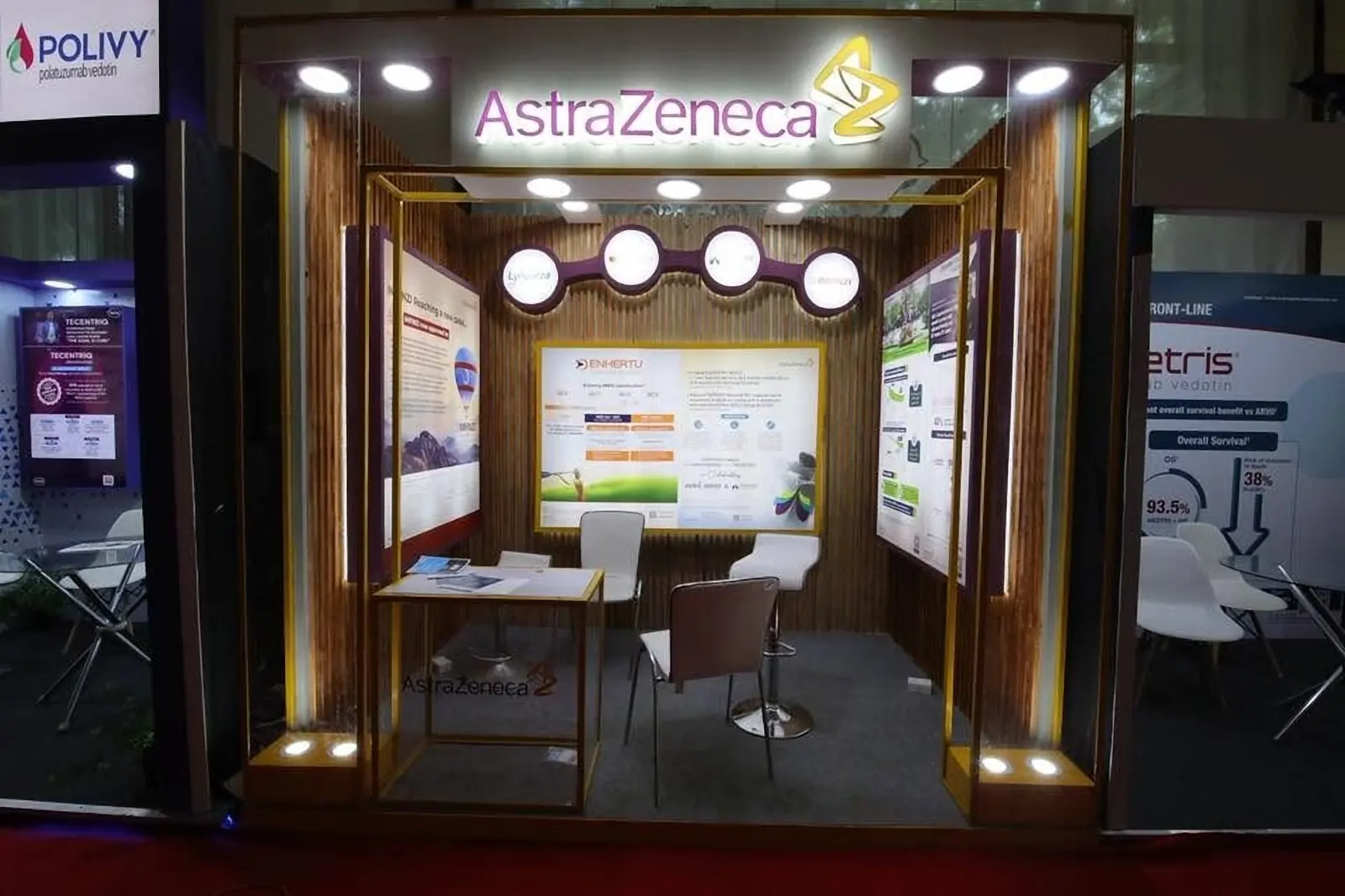 Custom-built AstraZeneca exhibition stall with backlit panels